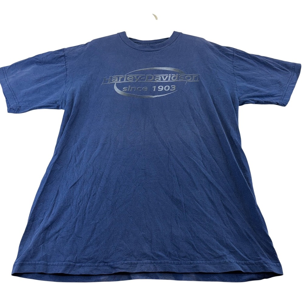 Harley Davidson T-Shirt Mens XL Blue Seacoast NH Graphic Tee Since 1903 Cotton